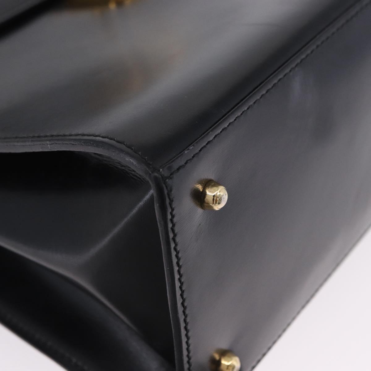 GUCCI Bamboo Hand Bag Leather 2way Black Gold Auth ka5708