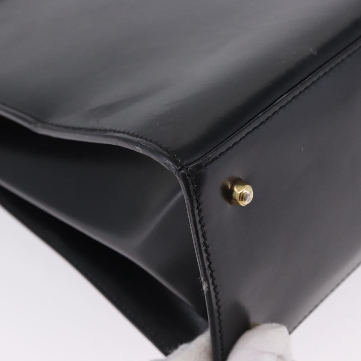 GUCCI Bamboo Hand Bag Leather 2way Black Gold Auth ka5708