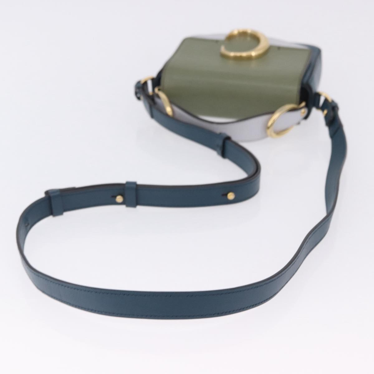 Chloe Chloe C Shoulder Bag Leather Blue Gold Auth ka5709A