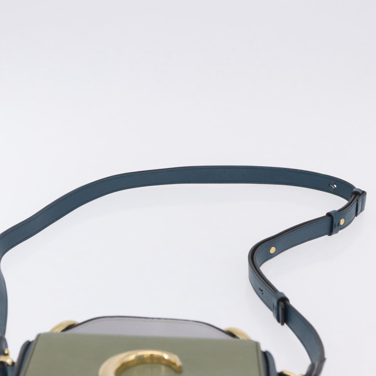 Chloe Chloe C Shoulder Bag Leather Blue Gold Auth ka5709A