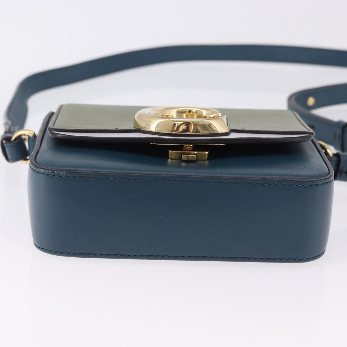 Chloe Chloe C Shoulder Bag Leather Blue Gold Auth ka5709A