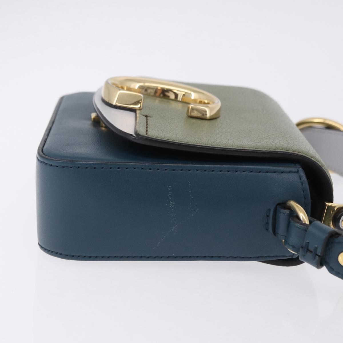 Chloe Chloe C Shoulder Bag Leather Blue Gold Auth ka5709A