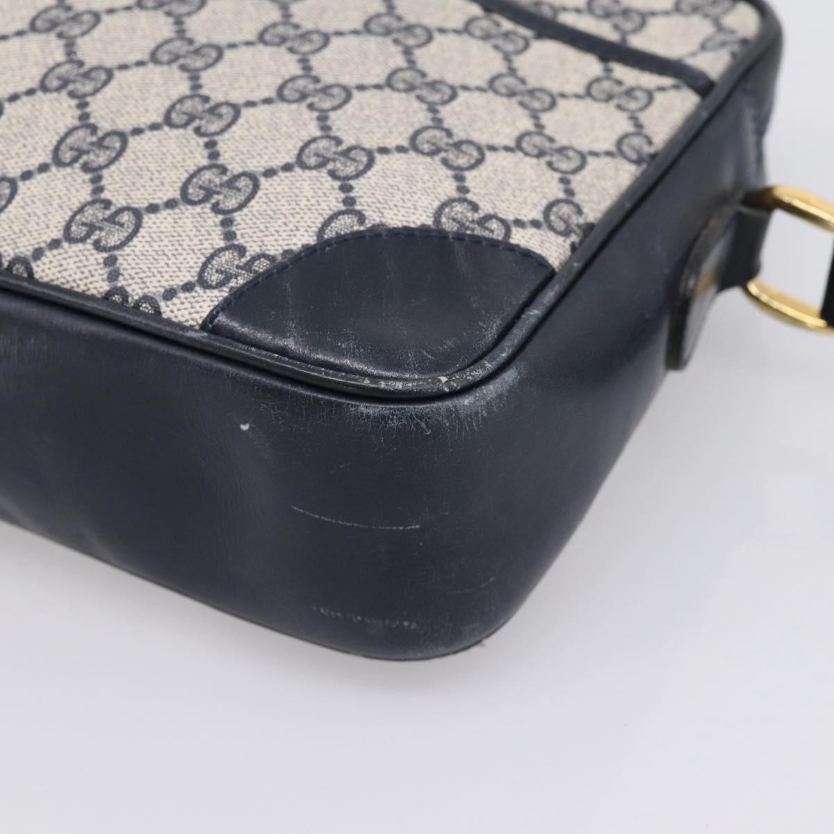 GUCCI GG Supreme Shoulder Bag PVC Navy Gold Auth ka5710