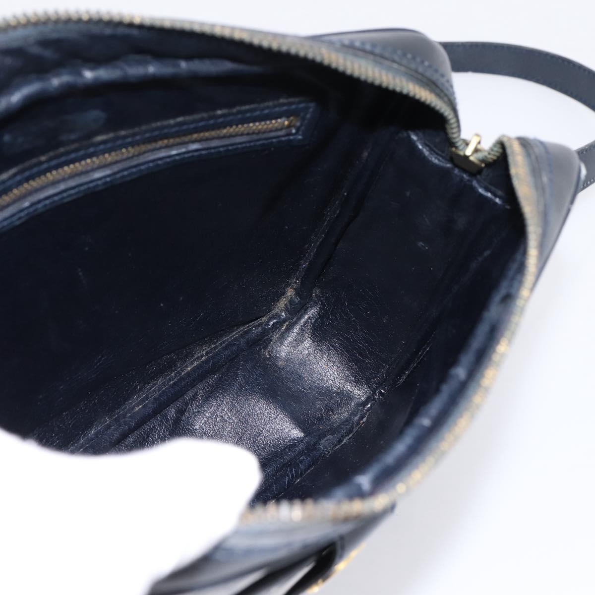 GUCCI GG Supreme Shoulder Bag PVC Navy Gold Auth ka5710