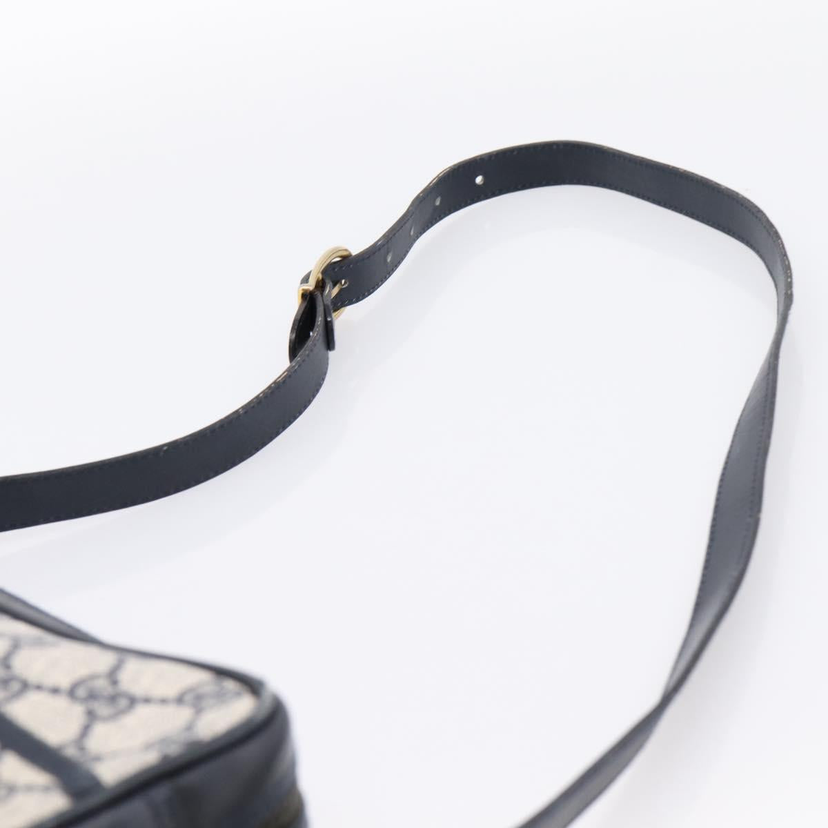 GUCCI GG Supreme Shoulder Bag PVC Navy Gold Auth ka5710