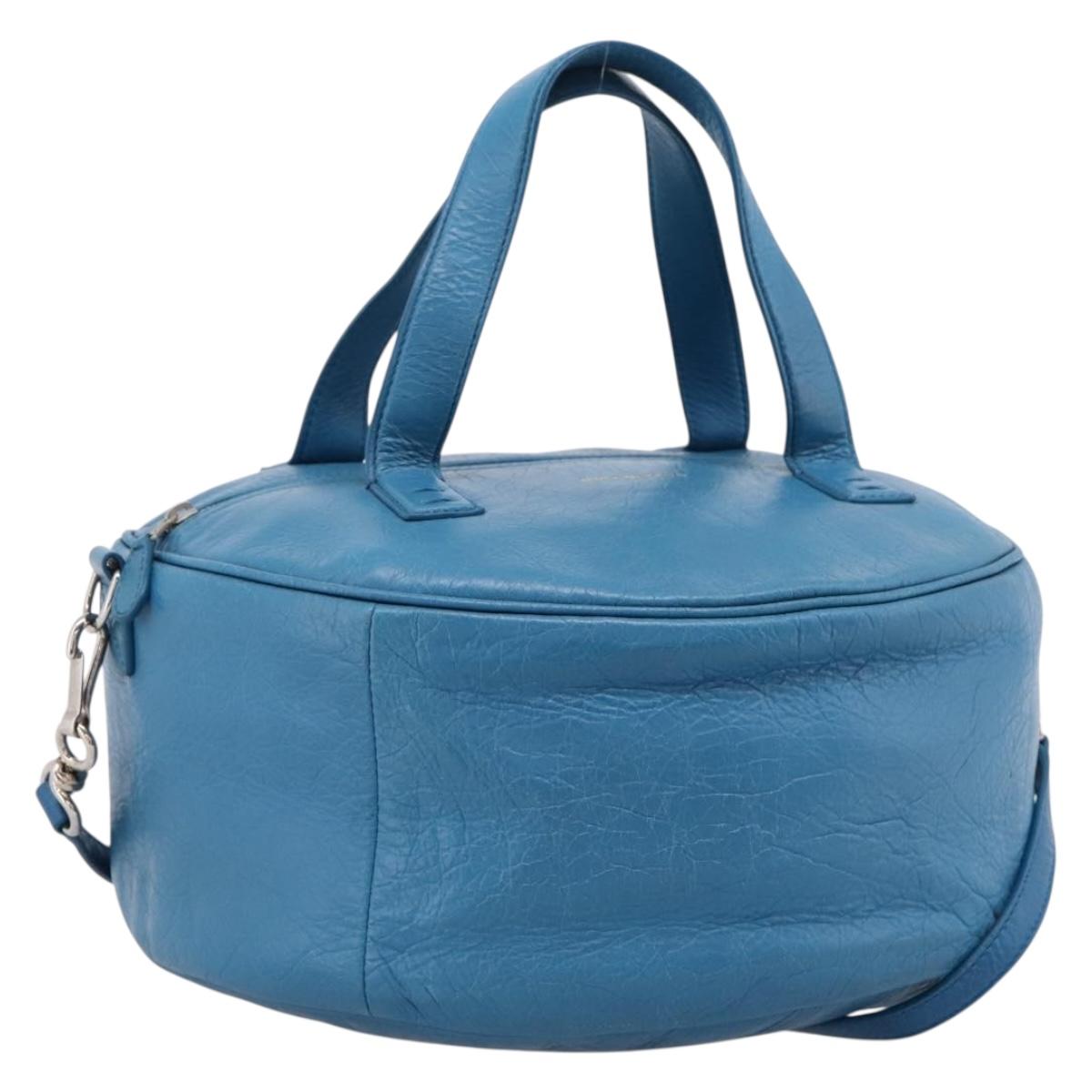 BALENCIAGA Air Hobo Hand Bag Leather 2way Blue Silver 466844 Auth ka5712A