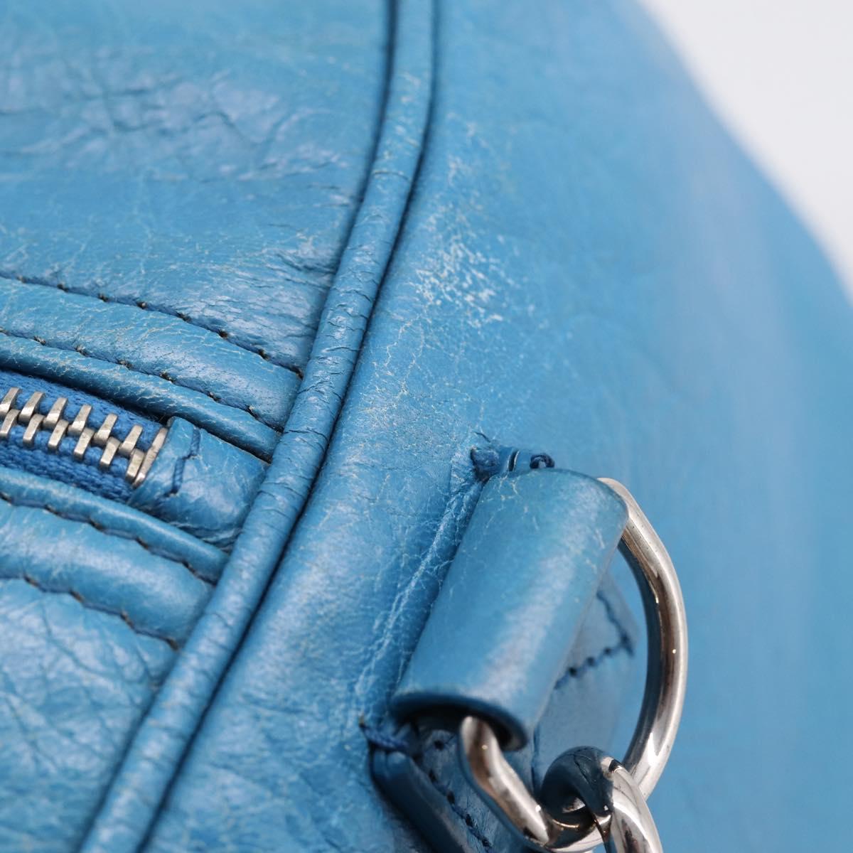 BALENCIAGA Air Hobo Hand Bag Leather 2way Blue Silver 466844 Auth ka5712A