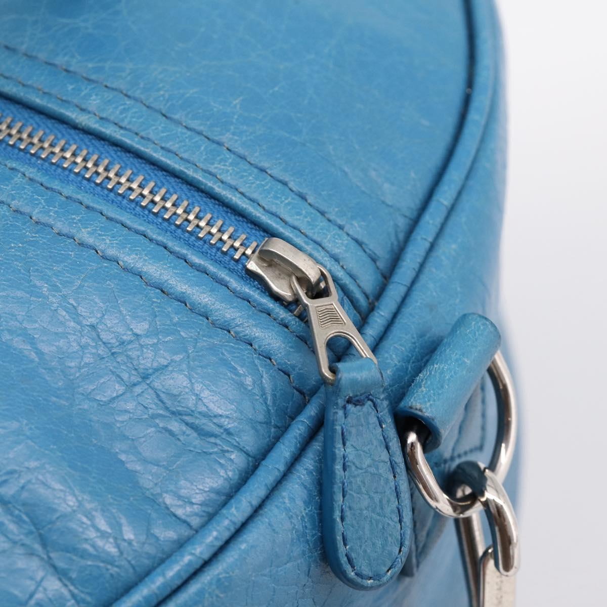 BALENCIAGA Air Hobo Hand Bag Leather 2way Blue Silver 466844 Auth ka5712A