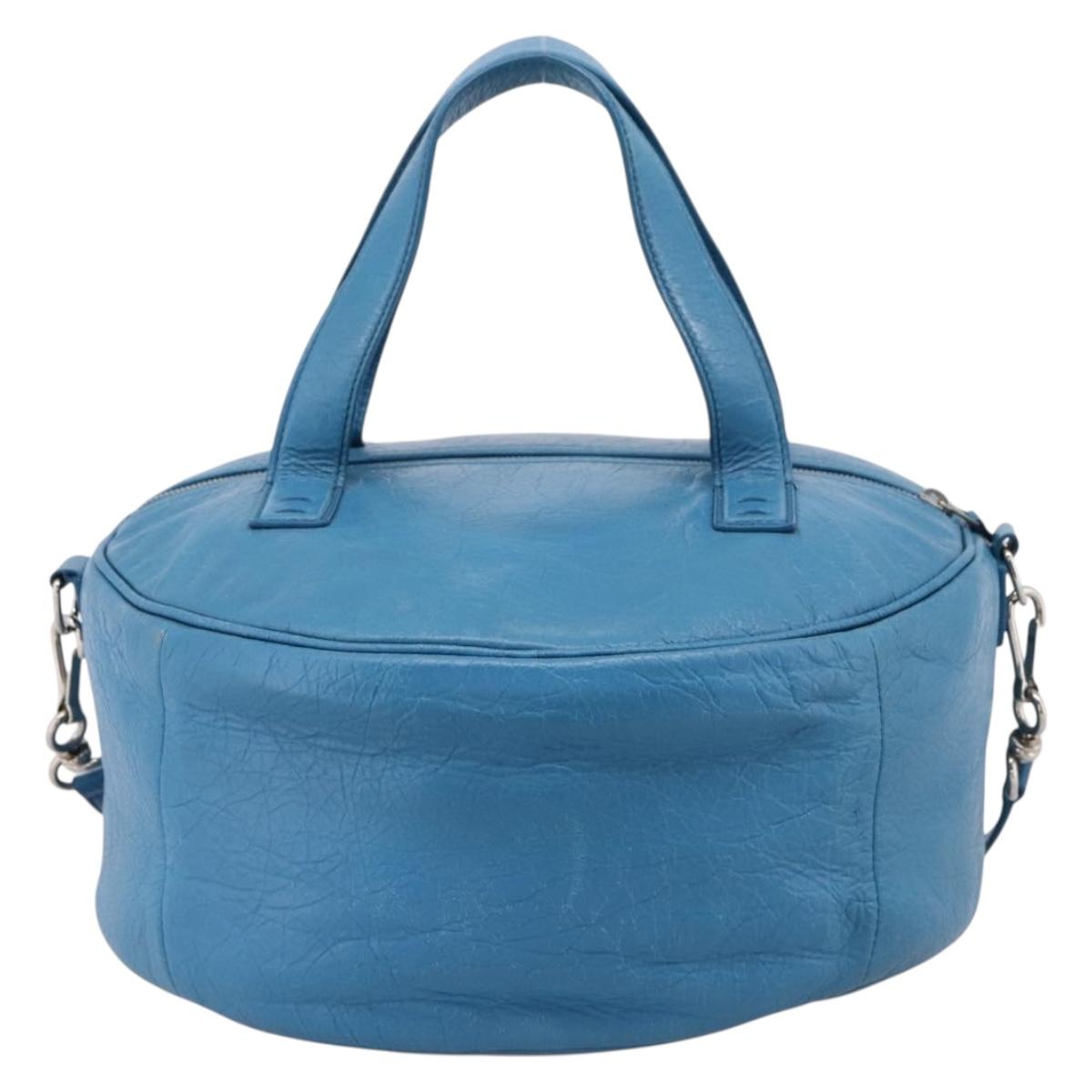 BALENCIAGA Air Hobo Hand Bag Leather 2way Blue Silver 466844 Auth ka5712A