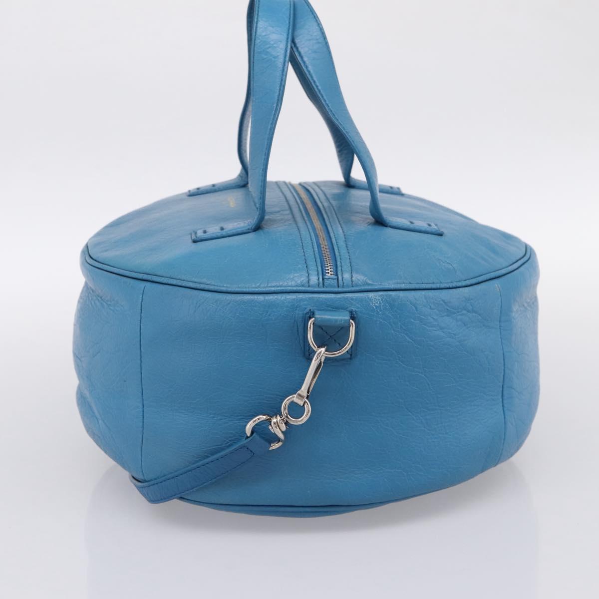 BALENCIAGA Air Hobo Hand Bag Leather 2way Blue Silver 466844 Auth ka5712A