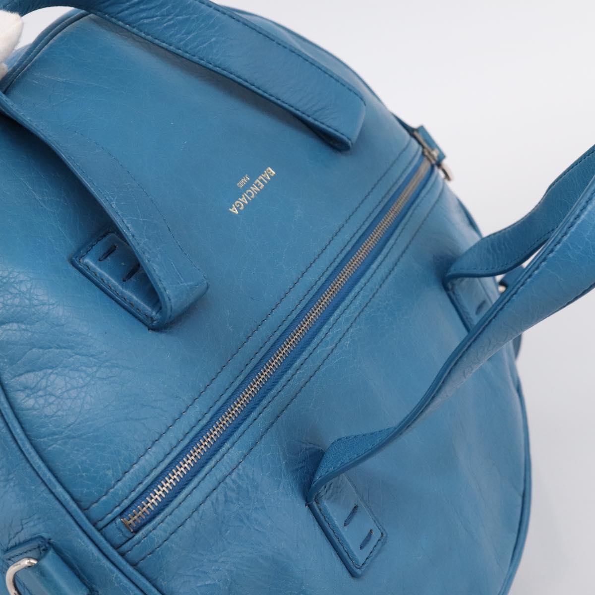 BALENCIAGA Air Hobo Hand Bag Leather 2way Blue Silver 466844 Auth ka5712A