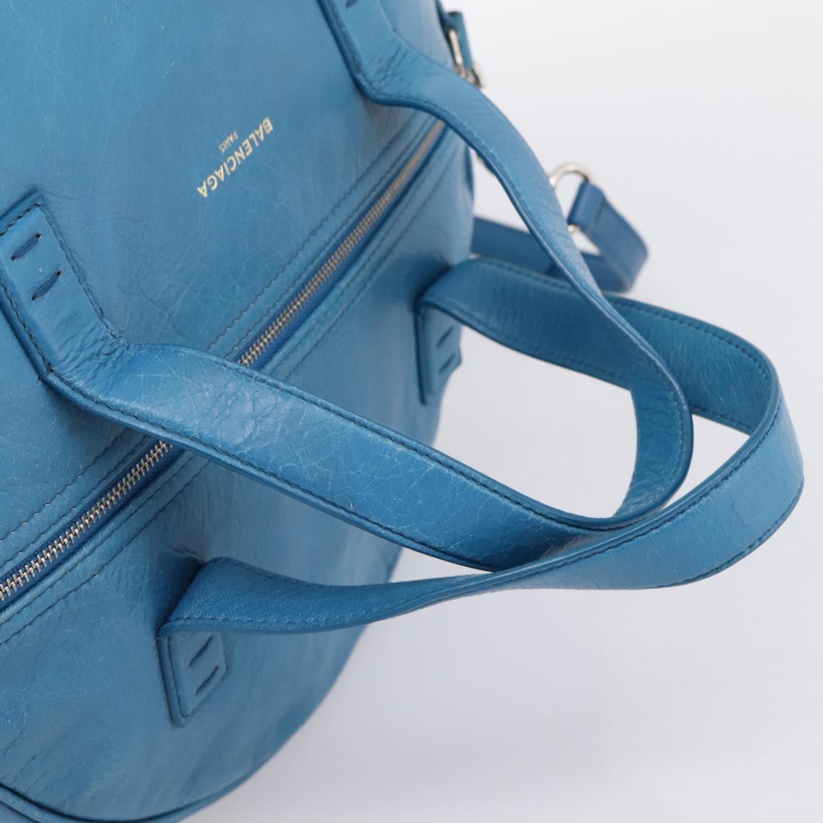 BALENCIAGA Air Hobo Hand Bag Leather 2way Blue Silver 466844 Auth ka5712A