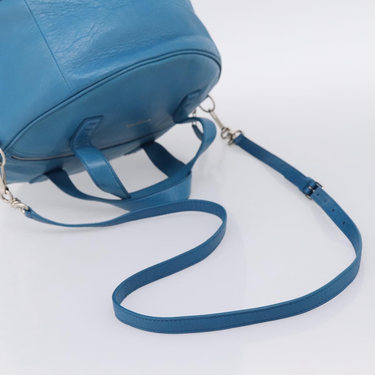 BALENCIAGA Air Hobo Hand Bag Leather 2way Blue Silver 466844 Auth ka5712A