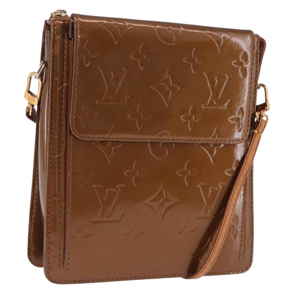 LOUIS VUITTON Monogram Vernis Motto Accessory Pouch Bronze M91138 LV Auth ka5713