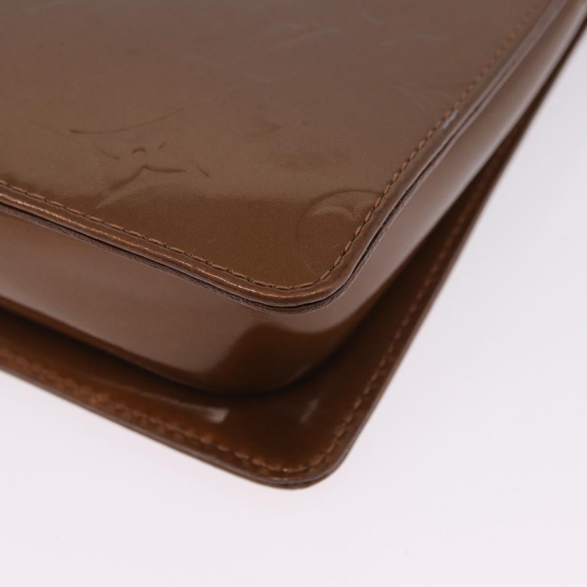 LOUIS VUITTON Monogram Vernis Motto Accessory Pouch Bronze M91138 LV Auth ka5713