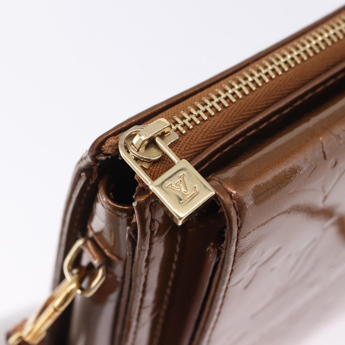 LOUIS VUITTON Monogram Vernis Motto Accessory Pouch Bronze M91138 LV Auth ka5713