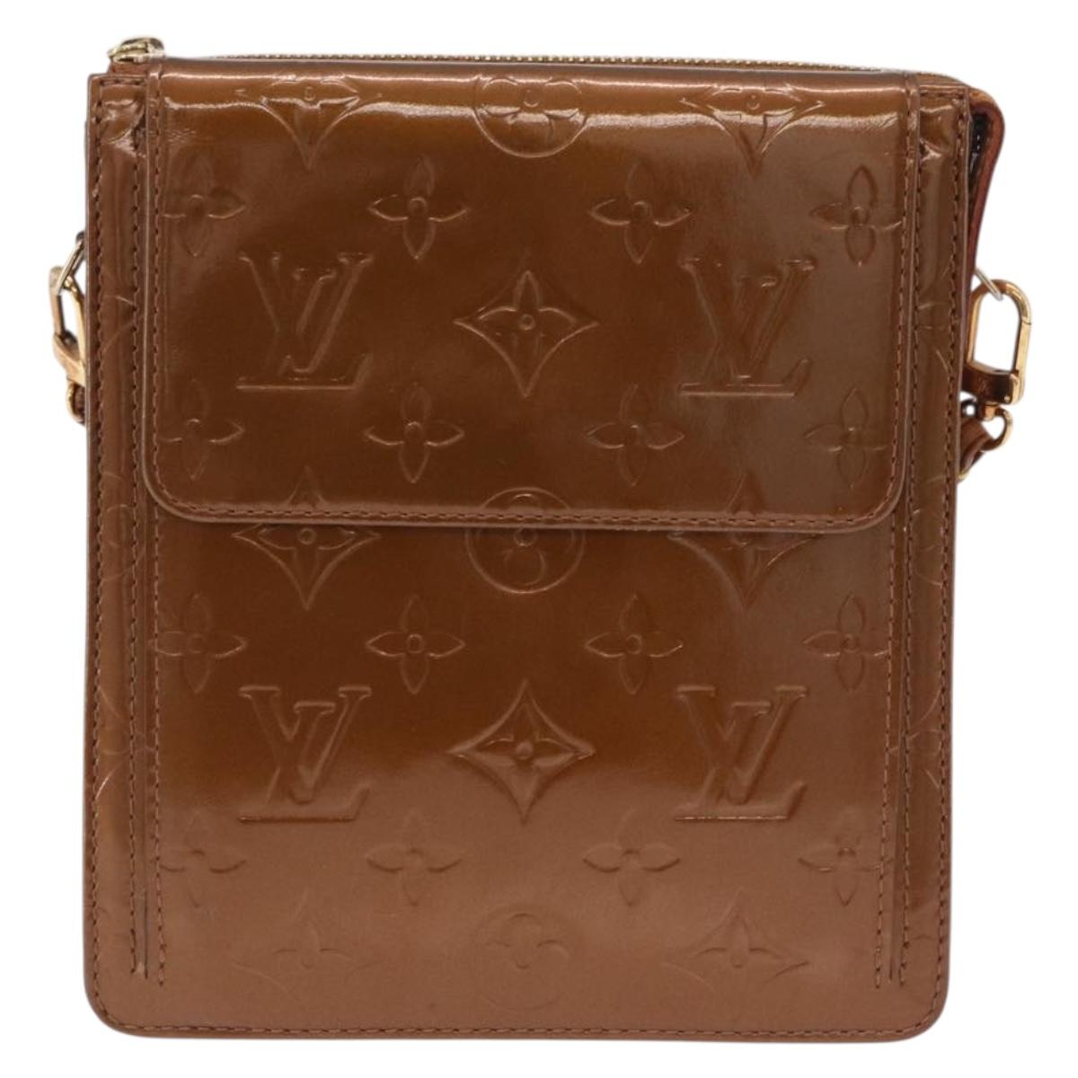LOUIS VUITTON Monogram Vernis Motto Accessory Pouch Bronze M91138 LV Auth ka5713