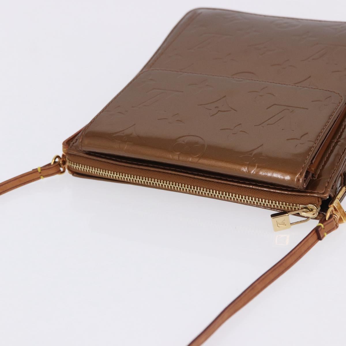 LOUIS VUITTON Monogram Vernis Motto Accessory Pouch Bronze M91138 LV Auth ka5713