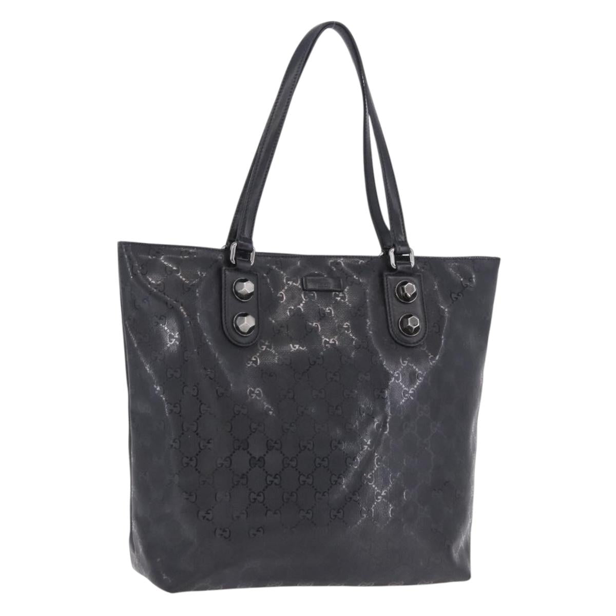 GUCCI GG Implementation Tote Bag PVC Black Silver 229848 Auth ka5714A