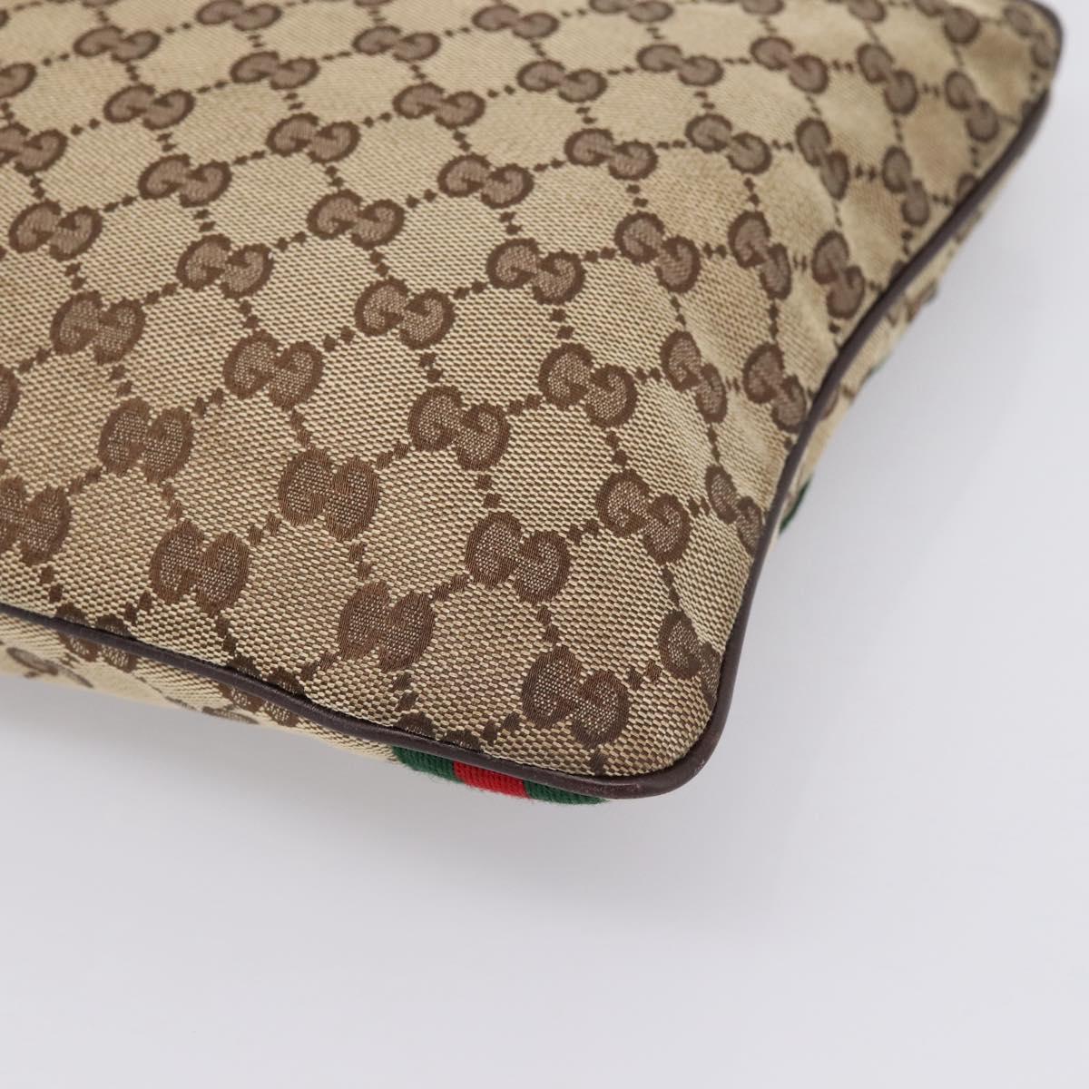 GUCCI GG Canvas Sherry Line Shoulder Bag Beige Gold 144388 Auth ka5715A