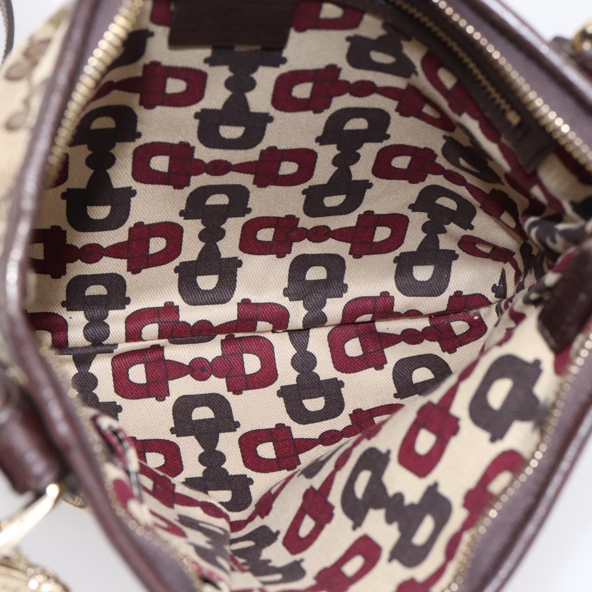 GUCCI GG Canvas Sherry Line Shoulder Bag Beige Gold 144388 Auth ka5715A