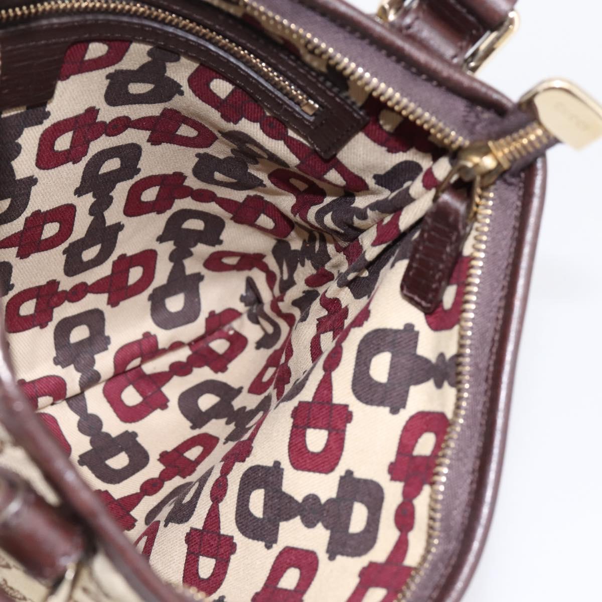 GUCCI GG Canvas Sherry Line Shoulder Bag Beige Gold 144388 Auth ka5715A