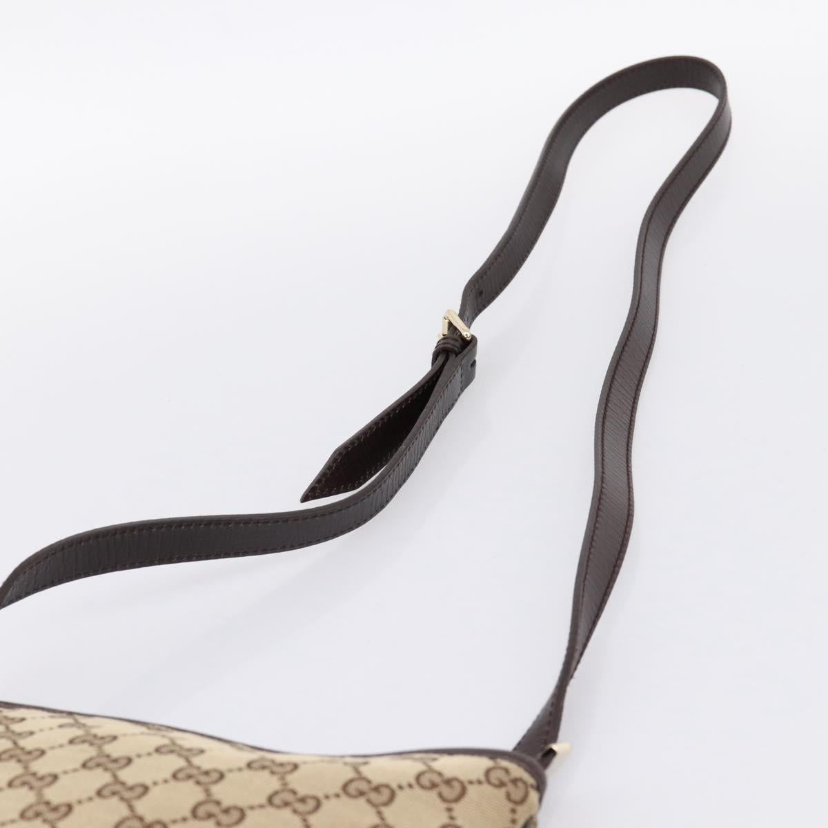 GUCCI GG Canvas Sherry Line Shoulder Bag Beige Gold 144388 Auth ka5715A