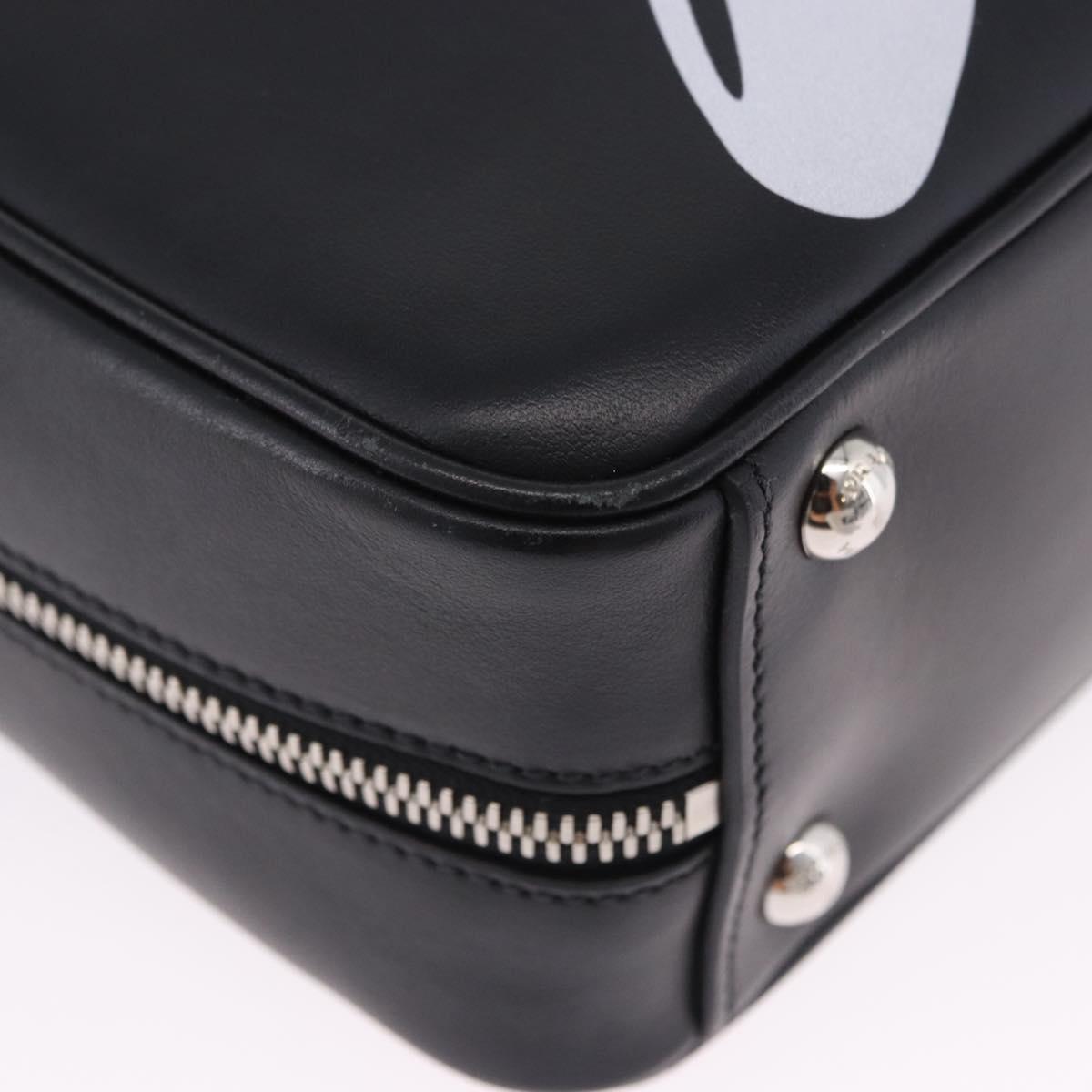 PRADA Hand Bag Leather 2way Black Silver Auth ka5717M