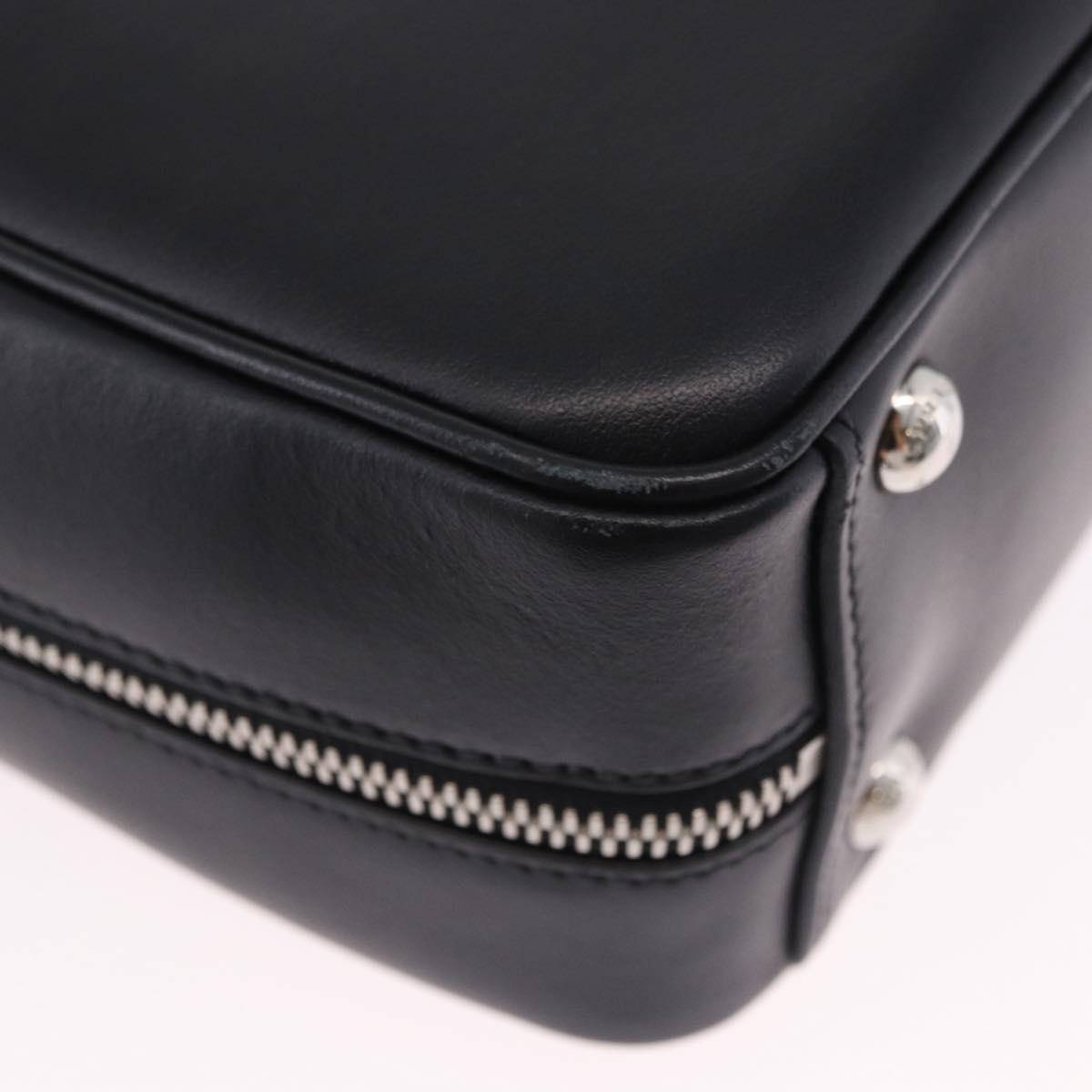 PRADA Hand Bag Leather 2way Black Silver Auth ka5717M