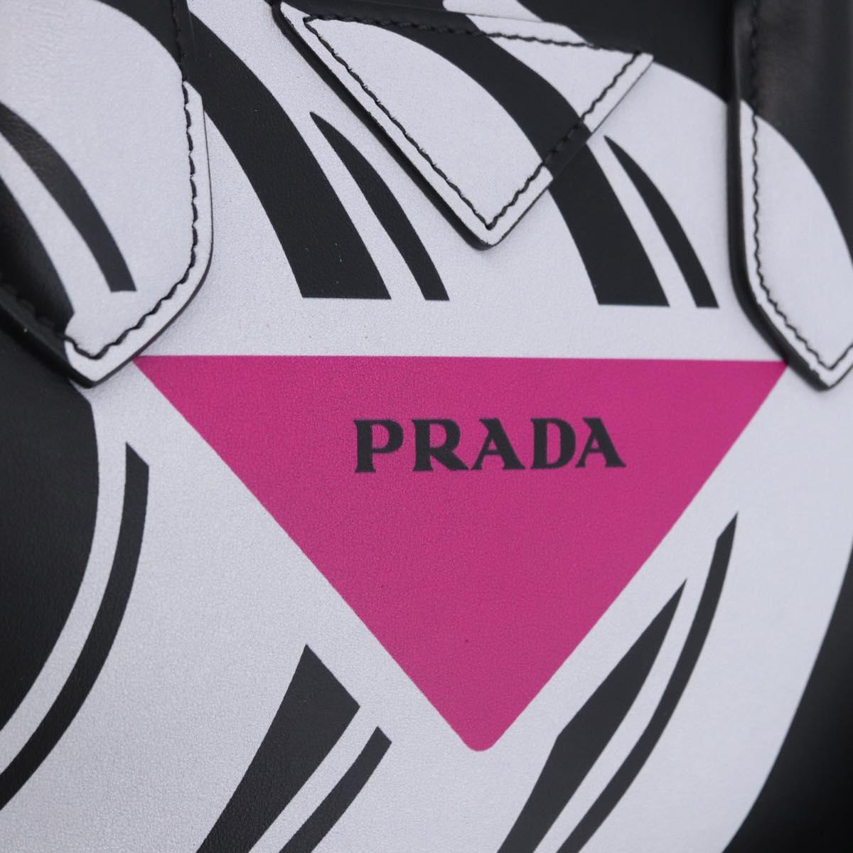 PRADA Hand Bag Leather 2way Black Silver Auth ka5717M