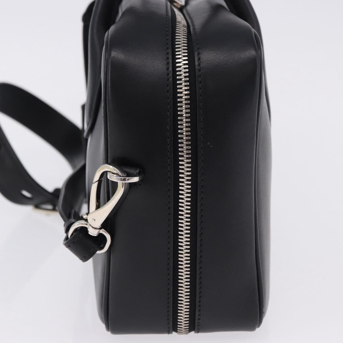 PRADA Hand Bag Leather 2way Black Silver Auth ka5717M