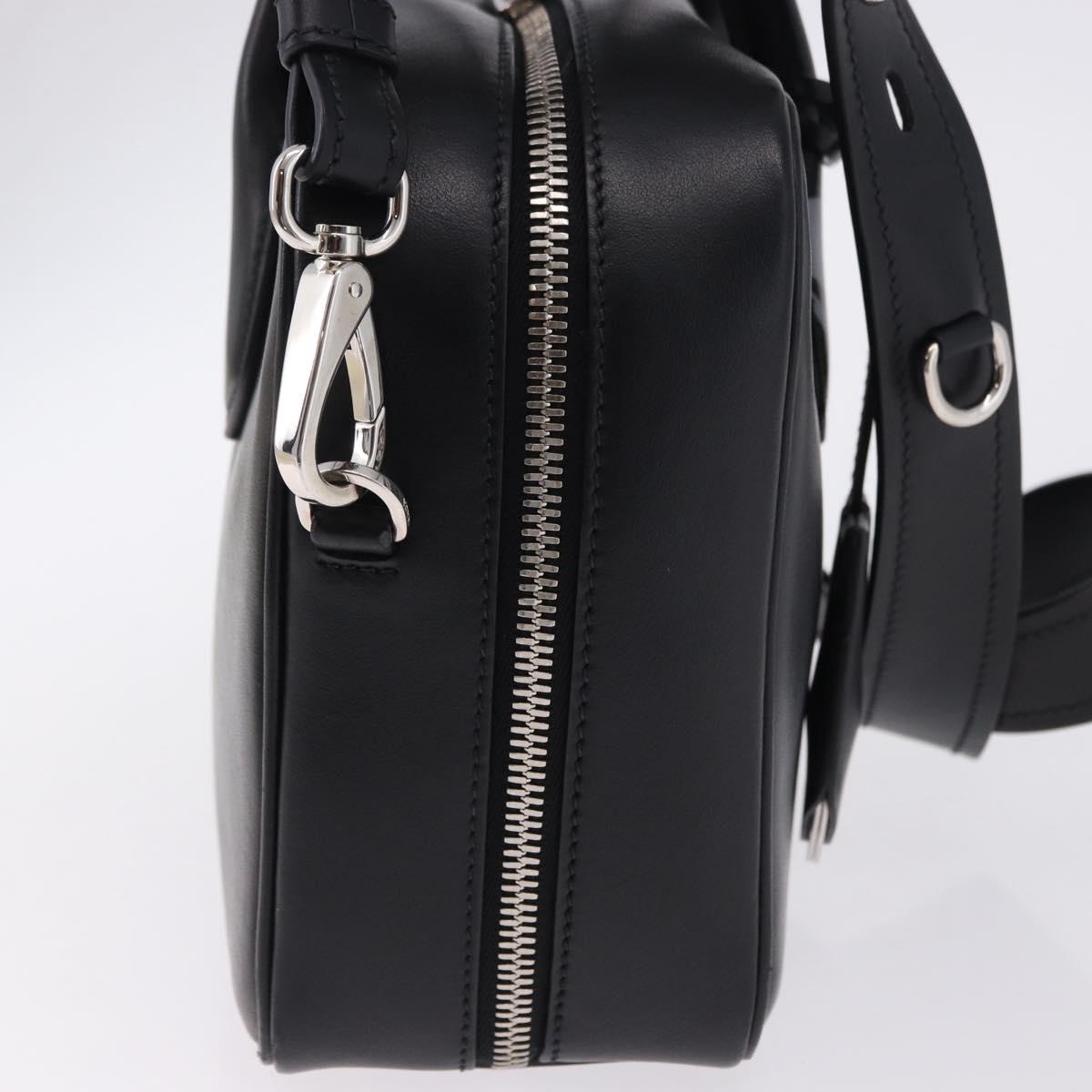 PRADA Hand Bag Leather 2way Black Silver Auth ka5717M