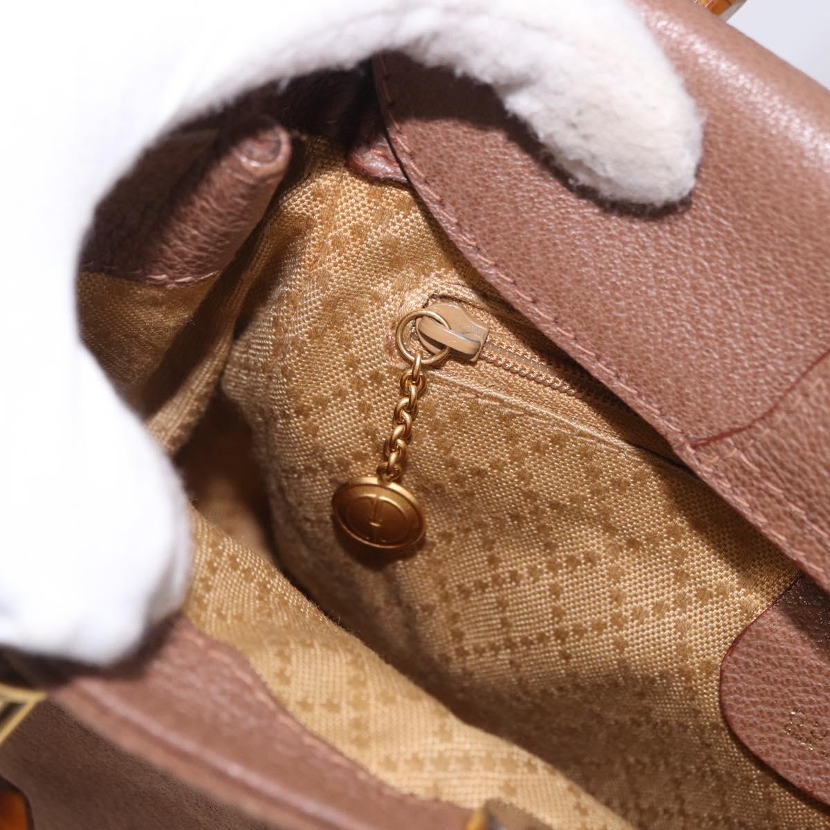 GUCCI Bamboo Hand Bag Suede Brown Gold 000 123 0316 Auth ka5718