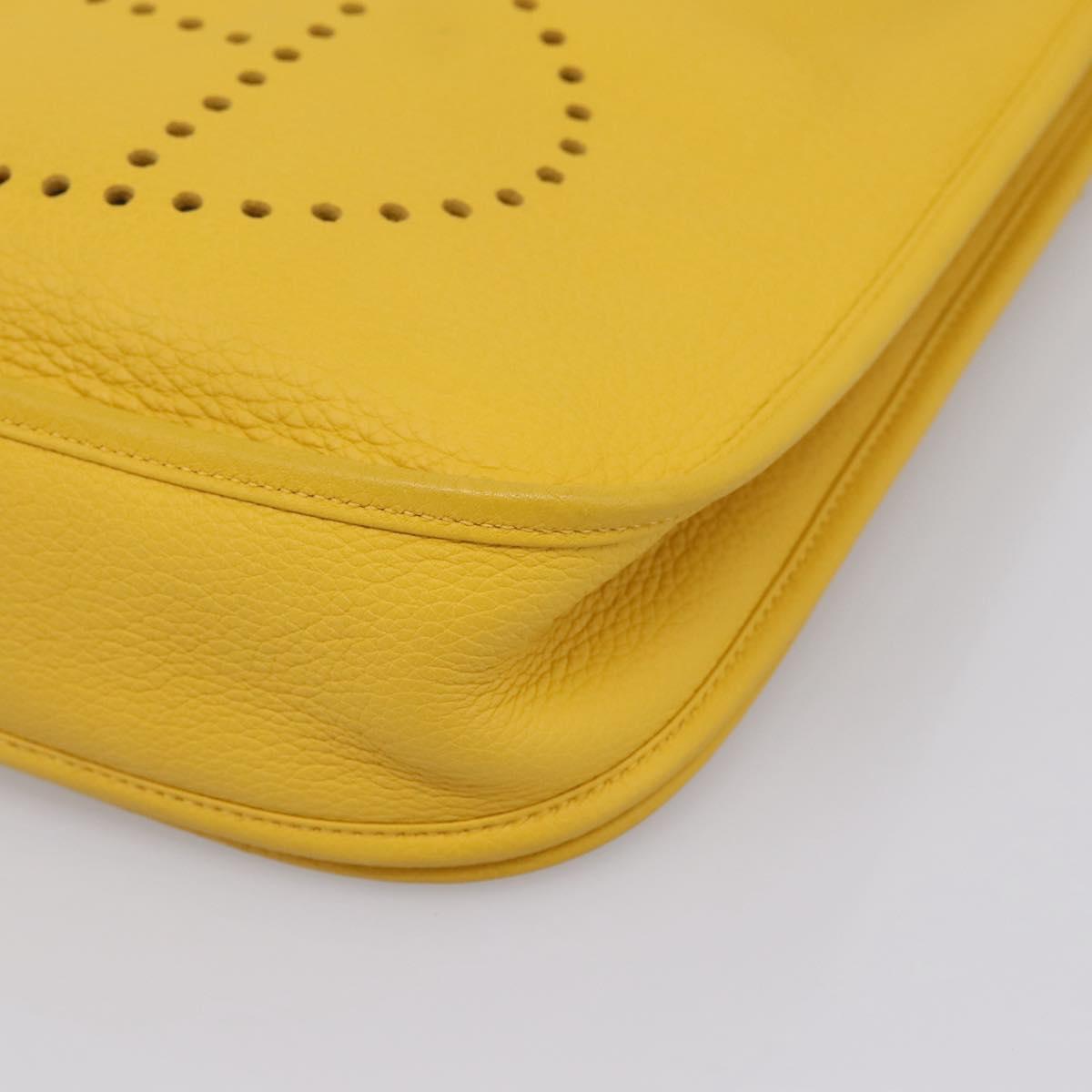 HERMES Evelyn 3PM Shoulder Bag Taurillon Clemence Leather Yellow Auth ka5719SAV