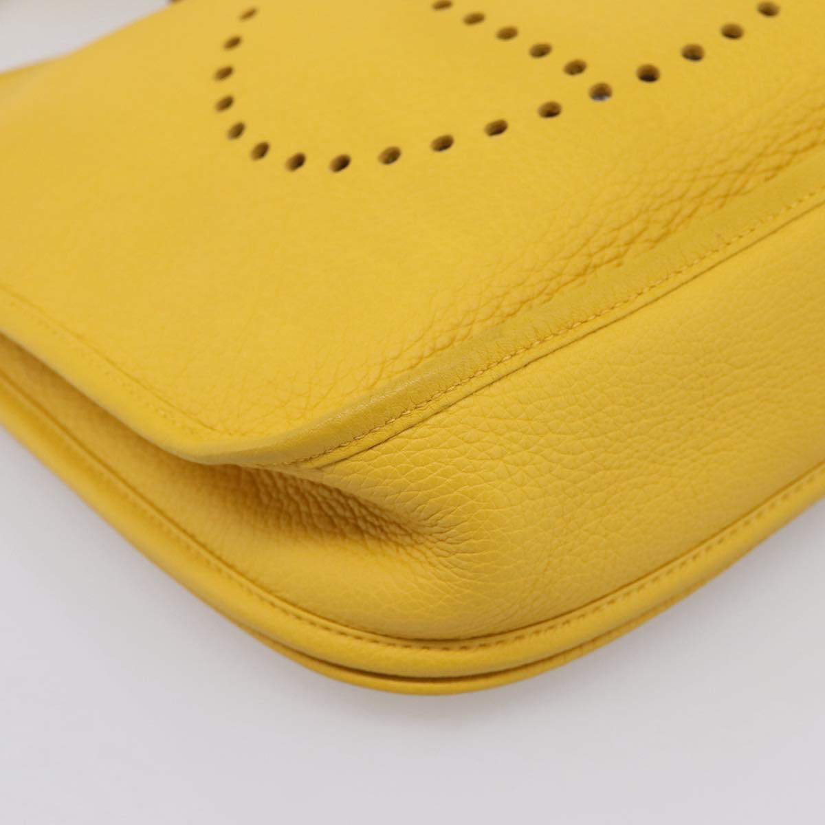 HERMES Evelyn 3PM Shoulder Bag Taurillon Clemence Leather Yellow Auth ka5719SAV