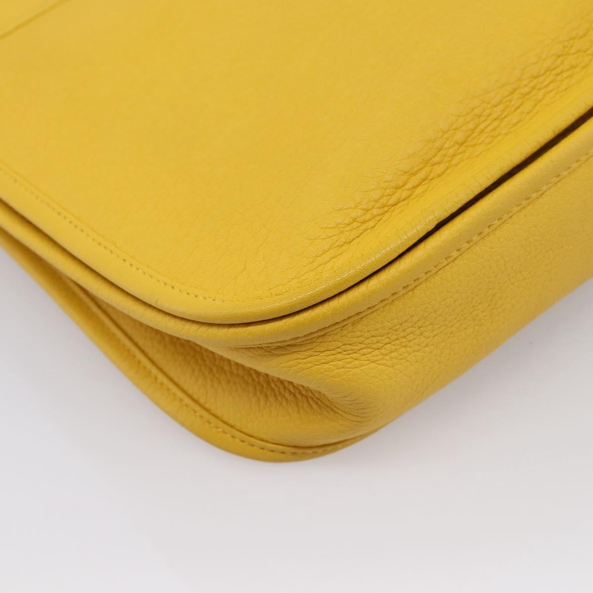 HERMES Evelyn 3PM Shoulder Bag Taurillon Clemence Leather Yellow Auth ka5719SAV