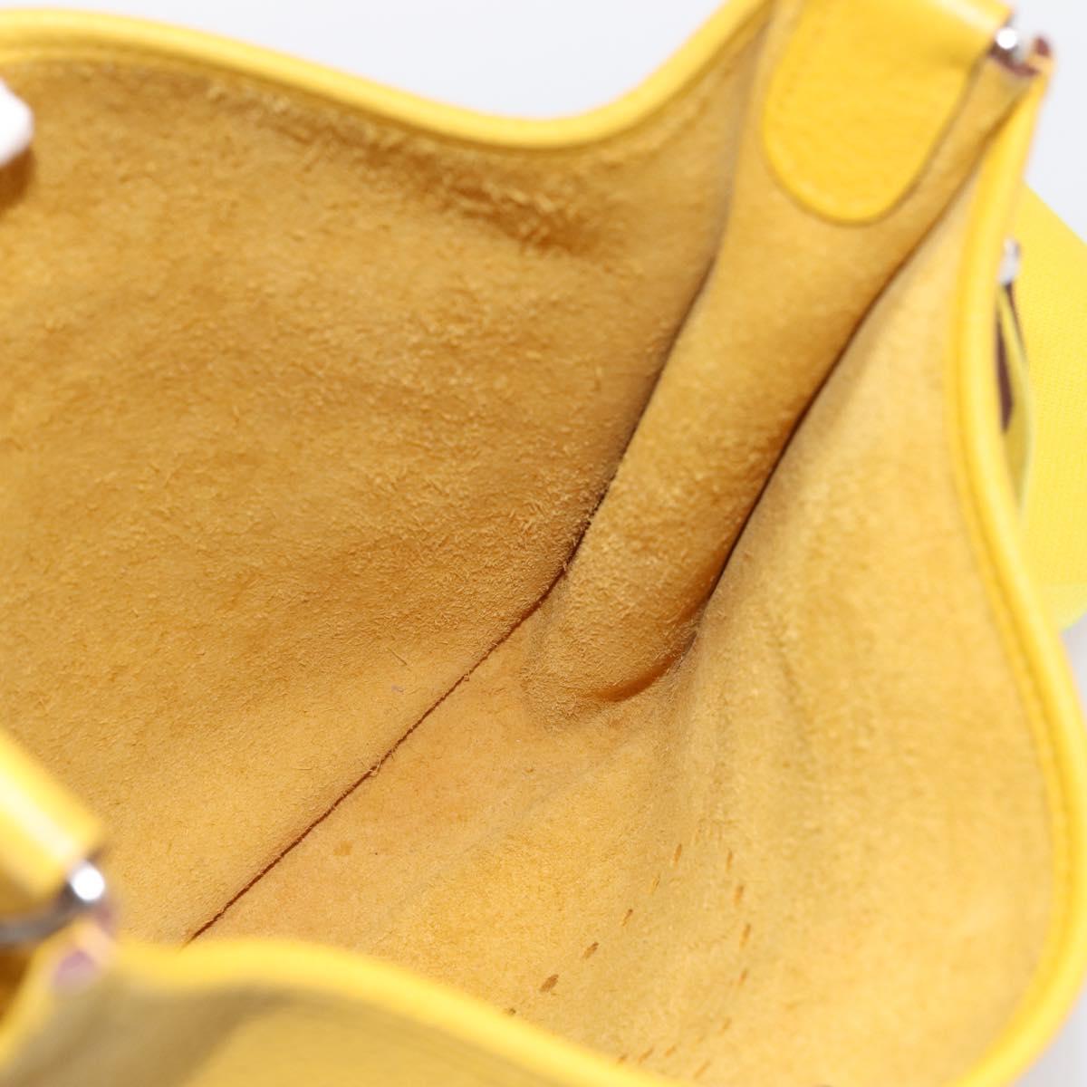 HERMES Evelyn 3PM Shoulder Bag Taurillon Clemence Leather Yellow Auth ka5719SAV