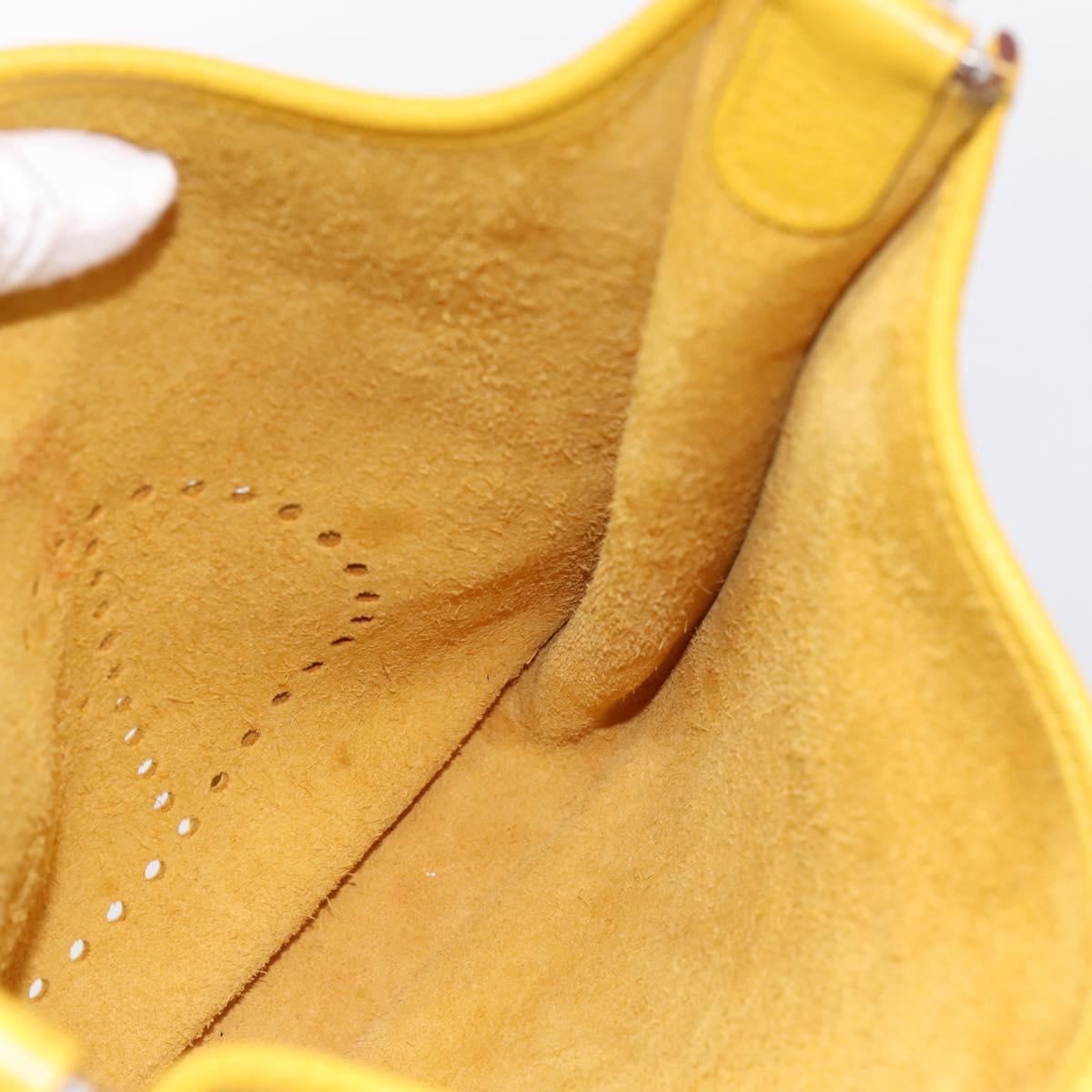 HERMES Evelyn 3PM Shoulder Bag Taurillon Clemence Leather Yellow Auth ka5719SAV