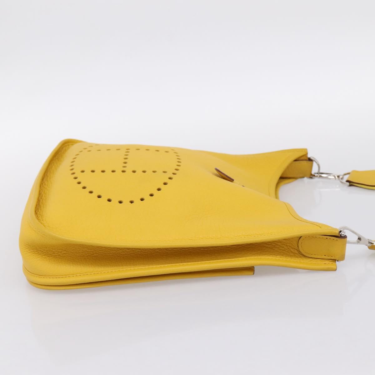 HERMES Evelyn 3PM Shoulder Bag Taurillon Clemence Leather Yellow Auth ka5719SAV