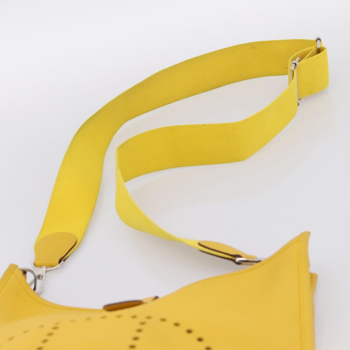 HERMES Evelyn 3PM Shoulder Bag Taurillon Clemence Leather Yellow Auth ka5719SAV