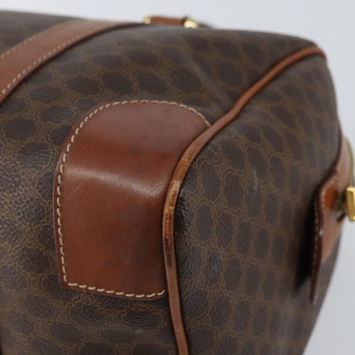 CELINE Macadam Canvas Hand Bag PVC Leather Brown Gold Auth ka572