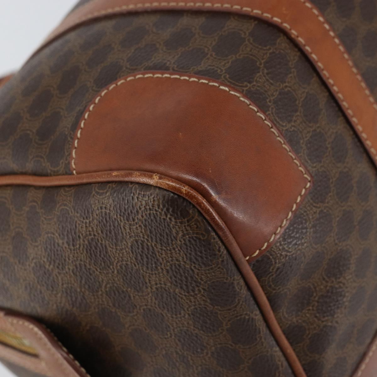 CELINE Macadam Canvas Hand Bag PVC Leather Brown Gold Auth ka572