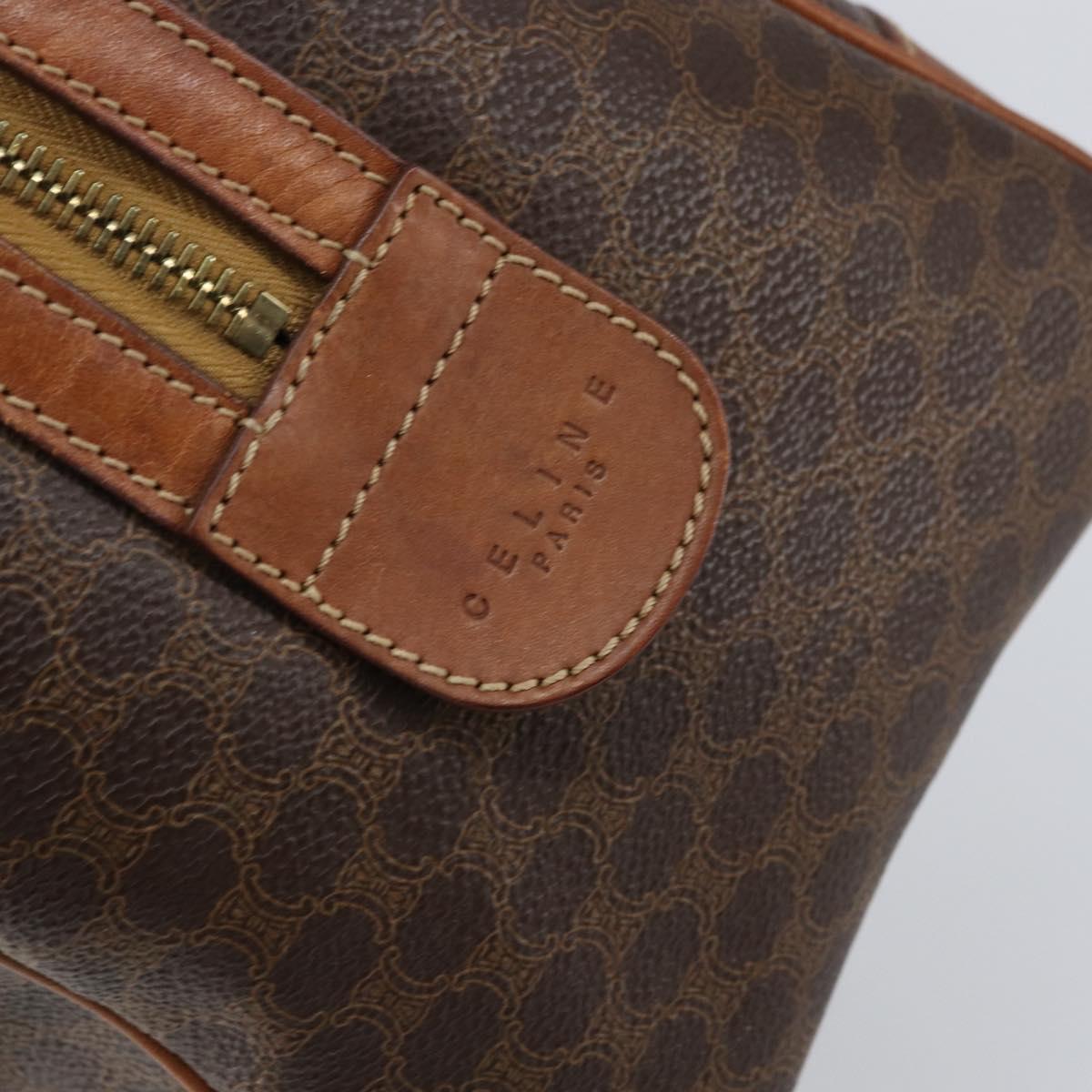 CELINE Macadam Canvas Hand Bag PVC Leather Brown Gold Auth ka572