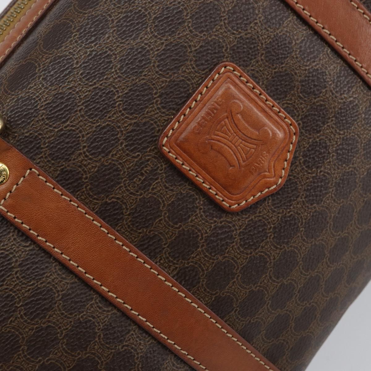 CELINE Macadam Canvas Hand Bag PVC Leather Brown Gold Auth ka572