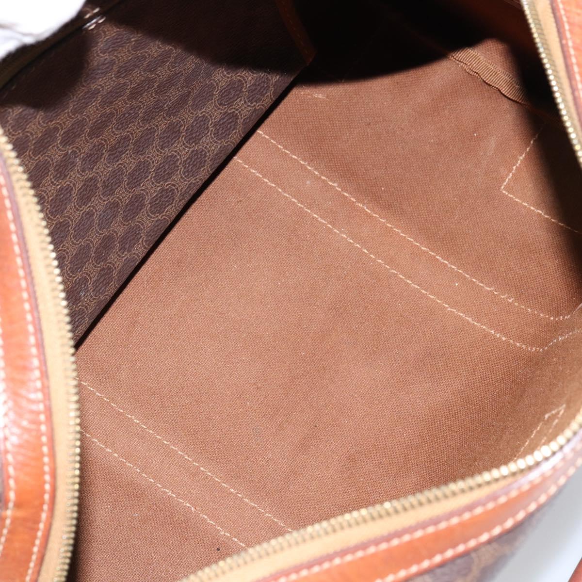 CELINE Macadam Canvas Hand Bag PVC Leather Brown Gold Auth ka572