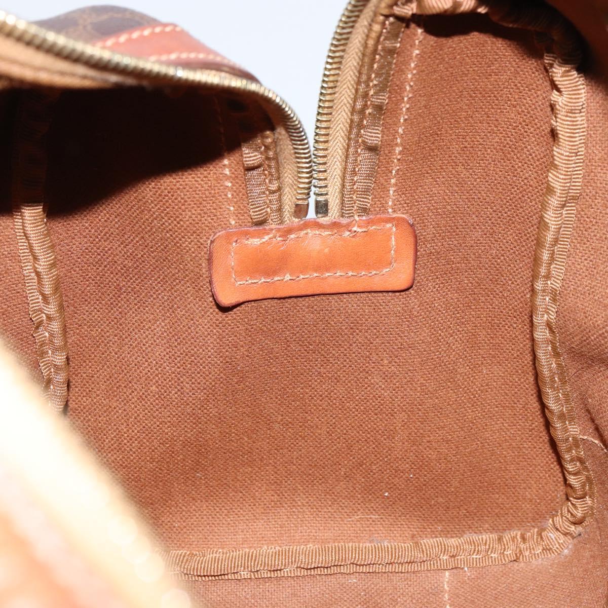 CELINE Macadam Canvas Hand Bag PVC Leather Brown Gold Auth ka572