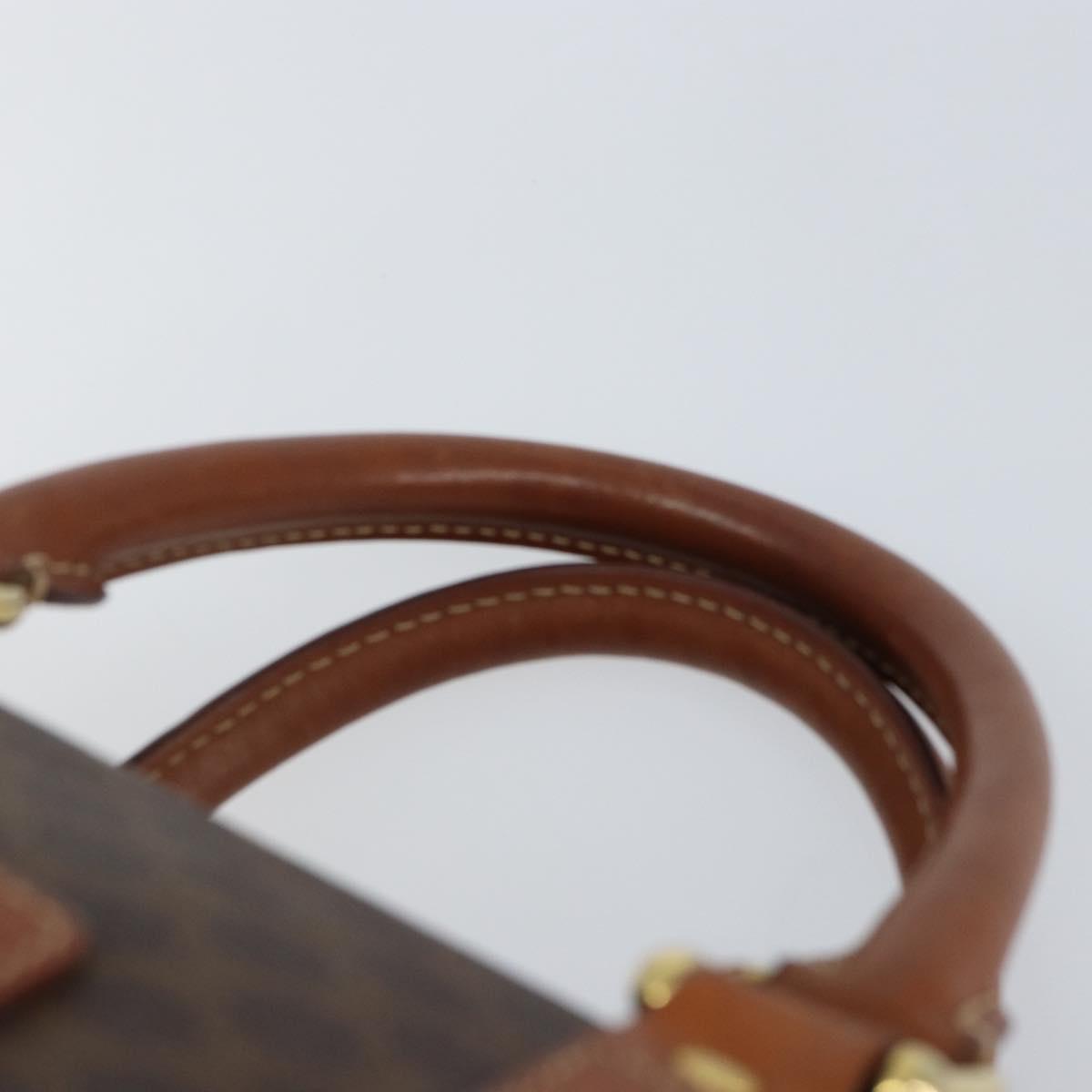 CELINE Macadam Canvas Hand Bag PVC Leather Brown Gold Auth ka572