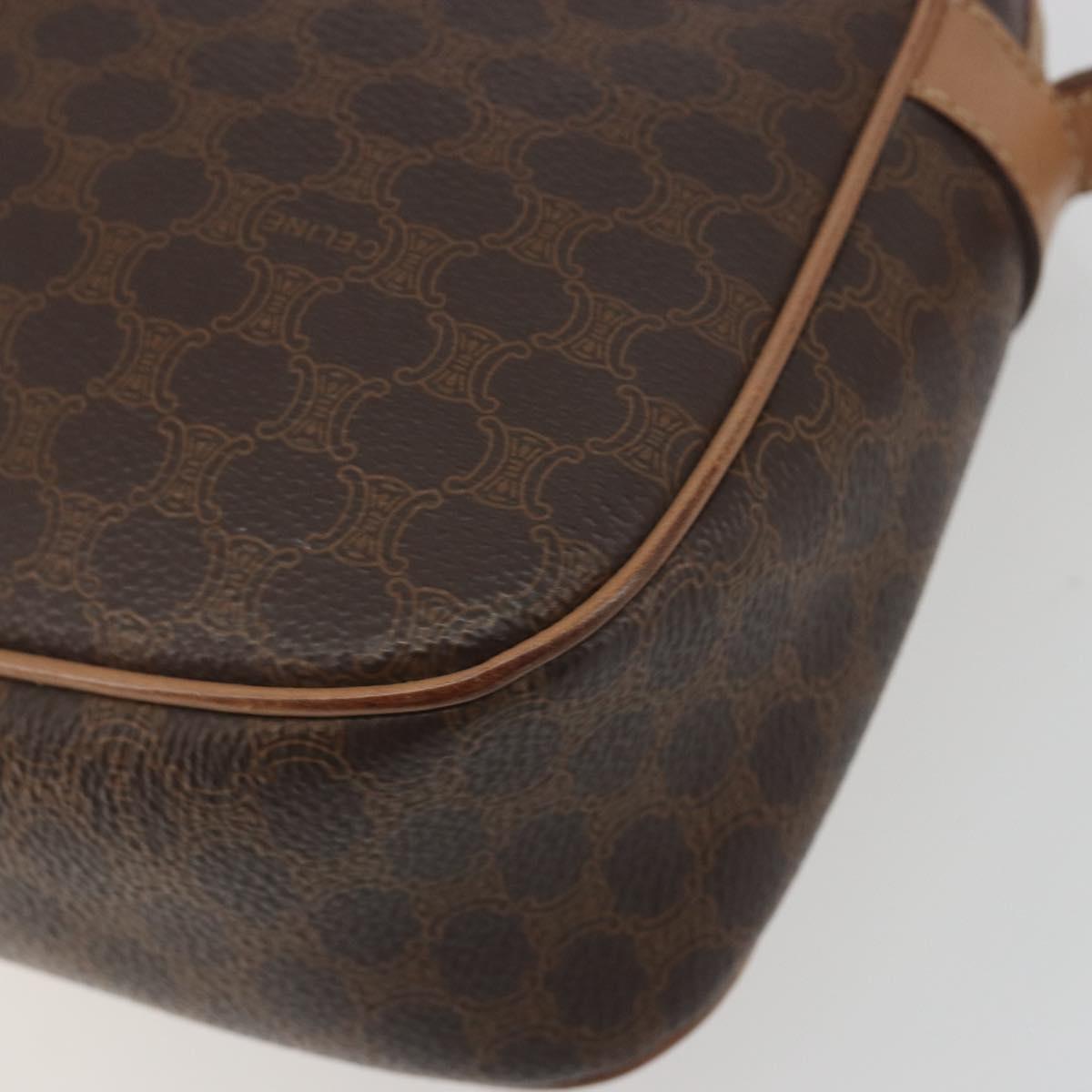 CELINE Macadam Canvas Shoulder Bag PVC Leather Brown Gold Auth ka5720A