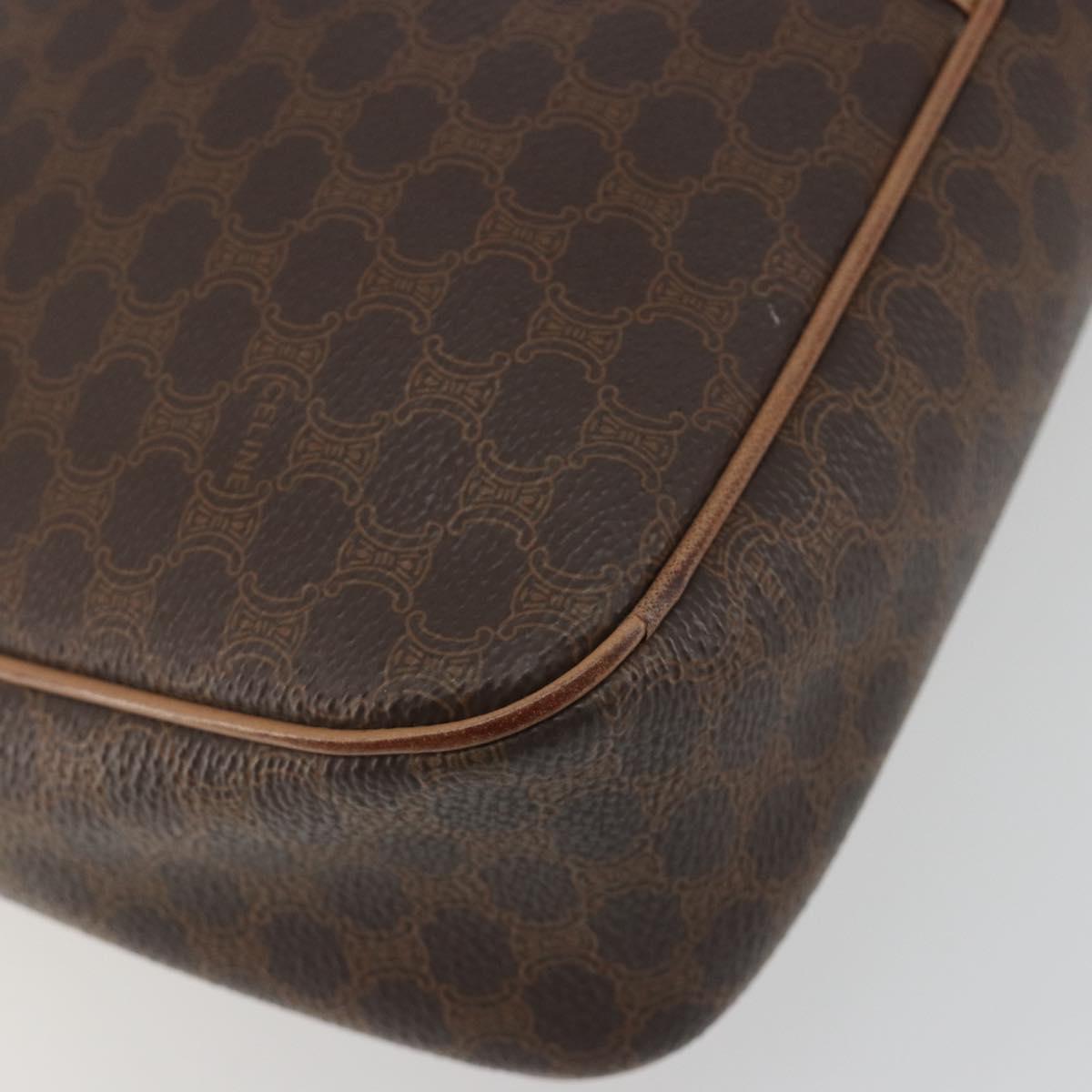 CELINE Macadam Canvas Shoulder Bag PVC Leather Brown Gold Auth ka5720A
