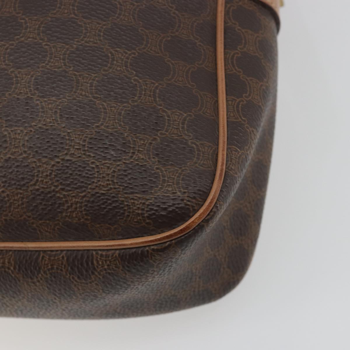 CELINE Macadam Canvas Shoulder Bag PVC Leather Brown Gold Auth ka5720A